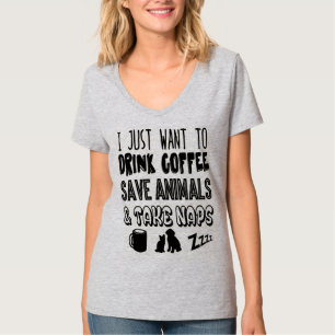 T-shirt Café potable et animaux économisants