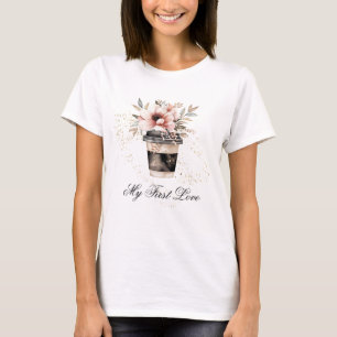 T-shirt *~* Café pour aller mon premier amour Blush Pink F