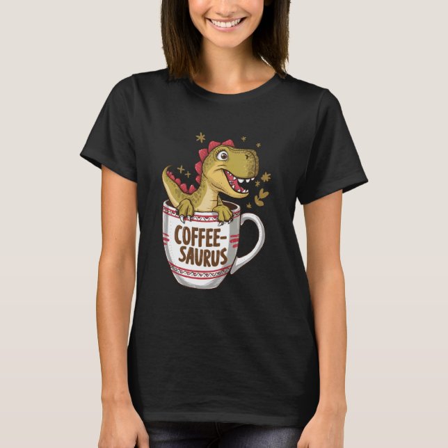 T-shirt Café-Saurus Dinosaure Louveur de café Art 3 (Devant)