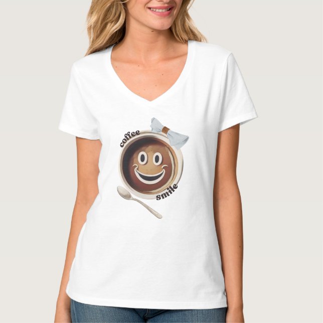 T-shirt Café Smile Drôle mignon sucré (Devant)