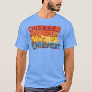 T-shirt Café Spin Vin Répéter Fitness Cycliste Vintage Gy