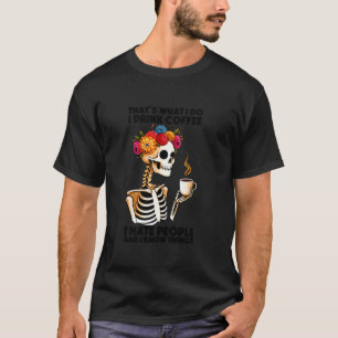T-shirt Café Squelette Je Déteste Personnes Drôle Caféine 