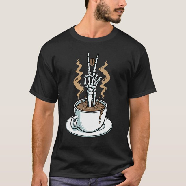T-shirt Café Squelette Main Café Halloween (Devant)