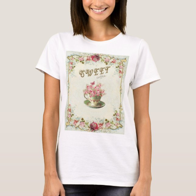 T-shirt Café sucré floral (Devant)