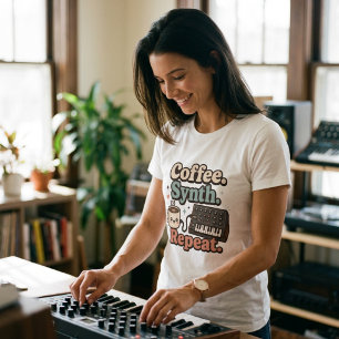 T-shirt Café. Synthé. Répéter. – Kawaii Synth Nerd