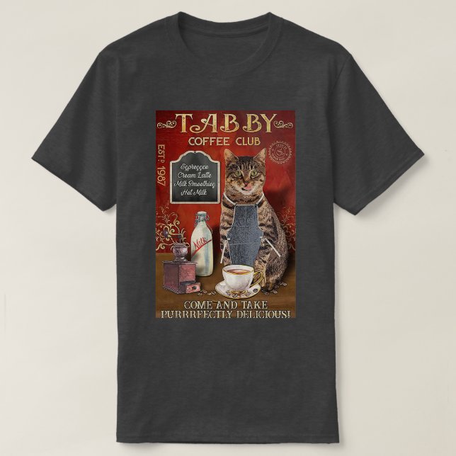 T-shirt Café Tabby Chat citations amusantes (Design devant)