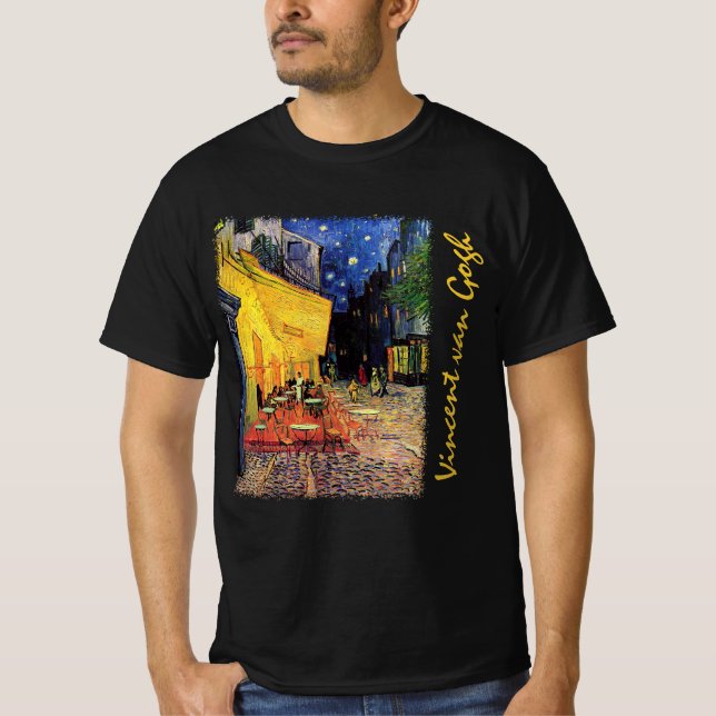 T-shirt Café Terrasse à la nuit par Vincent van Gogh (Devant)