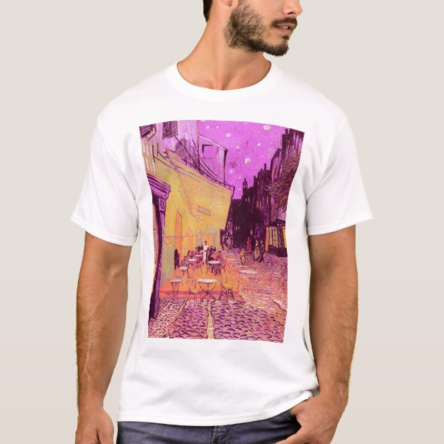 T-shirt Café Terrasse à la nuit par Vincent van Gogh (Devant)