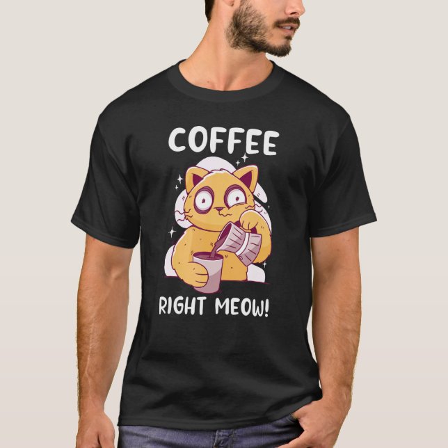 T-shirt Café Tout de Suite   Chat Buvant du Café Chats   F (Devant)