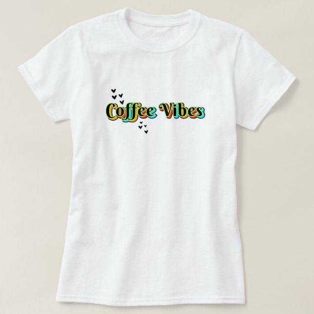 T-shirt Café Vibes coeur coloré (Design devant)