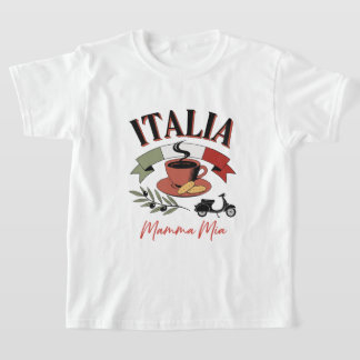T-shirt Café Vintage Italia, Scooter Rétro et Mamma Mia