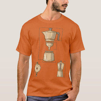 T-shirt Café vintage Moka Pot Barista Café cadeau