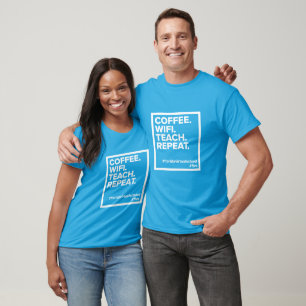 T-shirt Café. WiFi. Enseigner. Recommencer. Chemise Unisex