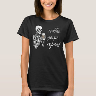 T-shirt Café Yoga Répéter Squelette Étirement Fantomatique