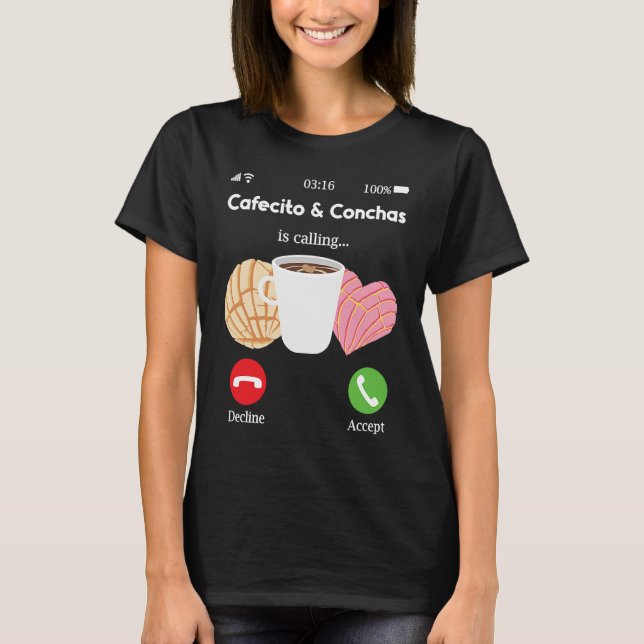 T-shirt Cafecito Cafe Conchas  Cute Spanish Pun Coffee (Devant)