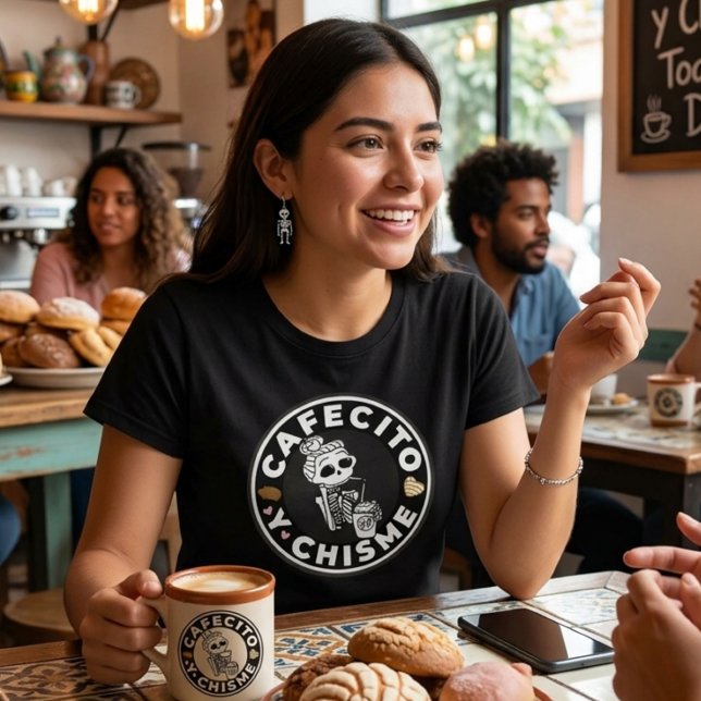 T-shirt Cafecito et potins Pain sucré mexicain (Cafecito y Chisme Pan dulce Mexican  T-Shirt)
