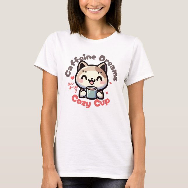 T-shirt Caffeine Dreams Chat Delight (Devant)