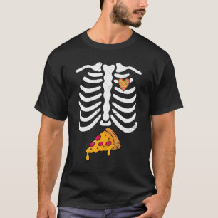 T-shirt Cage de côtes Squelette X Ray Pizza Costume Hallow