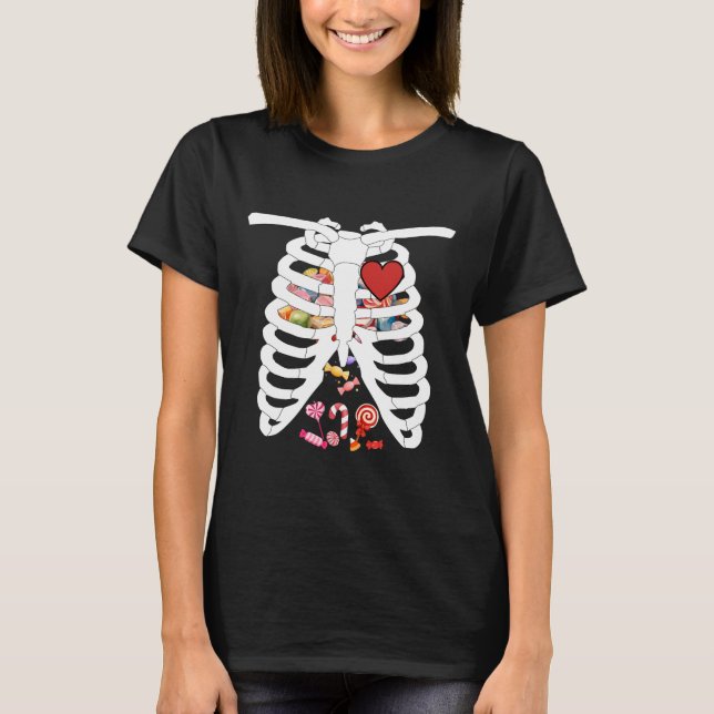 T-shirt Cage de côtes X-ray Candy drôle Costume d'Hallowee (Devant)
