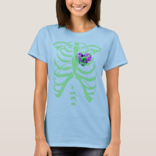 T-shirt cage thoracique abstraite de vert de menthe de