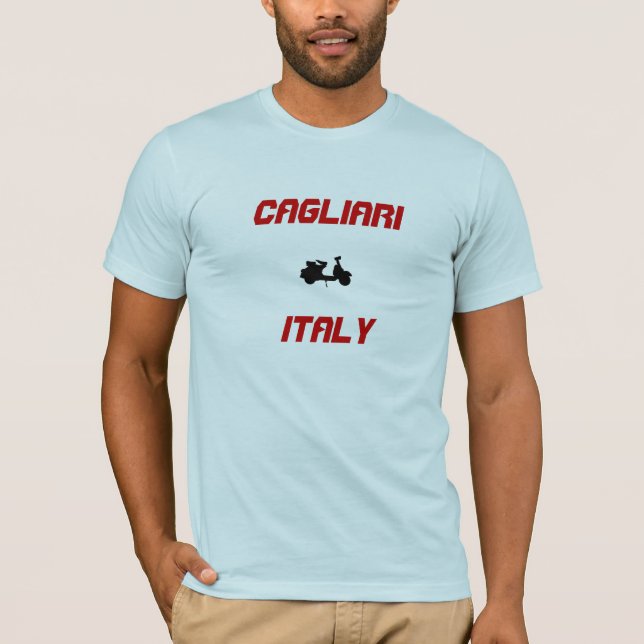 T-shirt Cagliari, Italie Scooter (Devant)