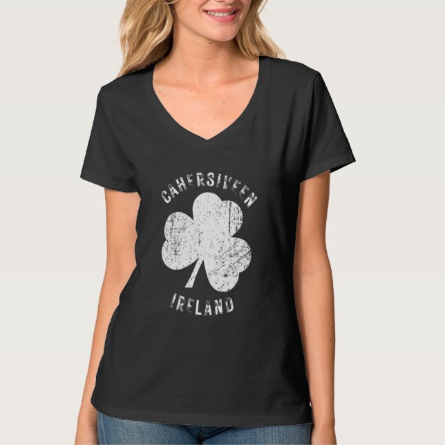 T-shirt Cahersiveen Kerry Ireland Vintage Shamrock Distres (Devant)