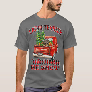 T-shirt Cairn Terrier À Travers Le Camion De Noël De Neige