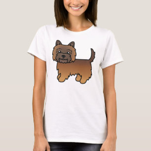 T-shirt Cairn Terrier Bringé Rouge Chien de Dessin Animé M
