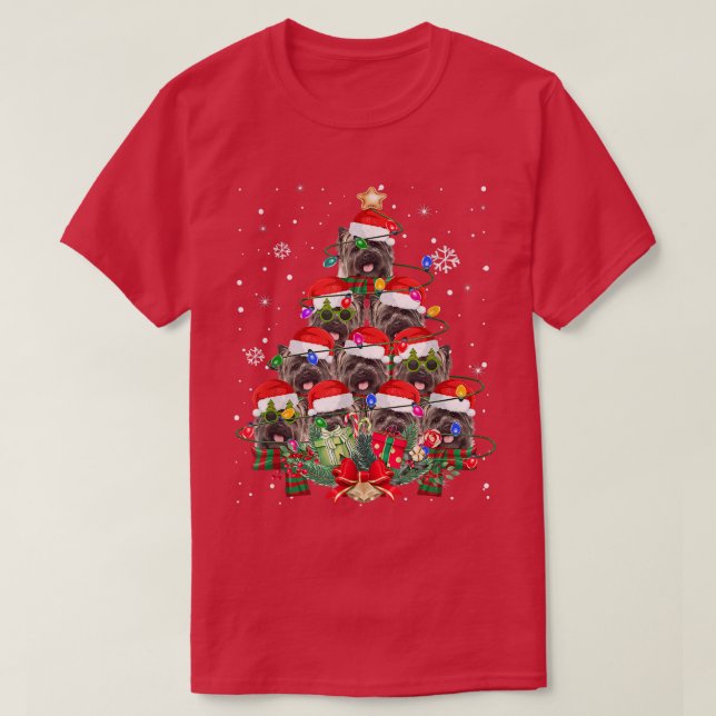 T-shirt Cairn Terrier Christmas Dog Tree Lights Pyjamas Fa (Design devant)