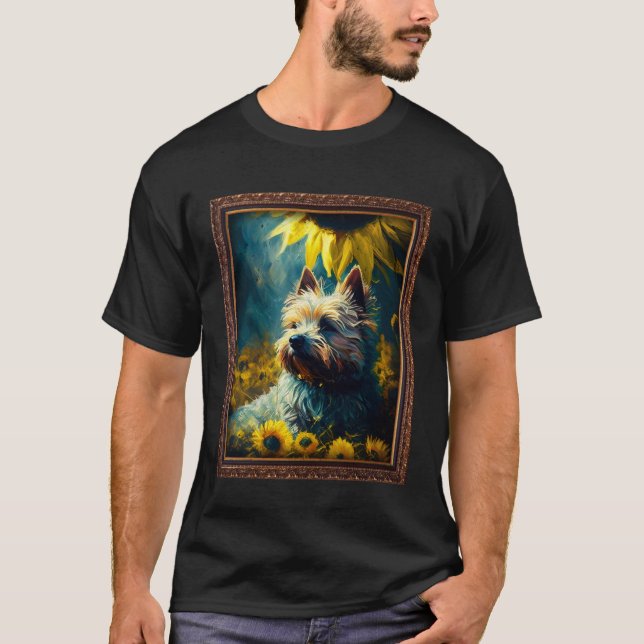 T-shirt Cairn Terrier Painting Sunflower Flower Mom Women  (Devant)