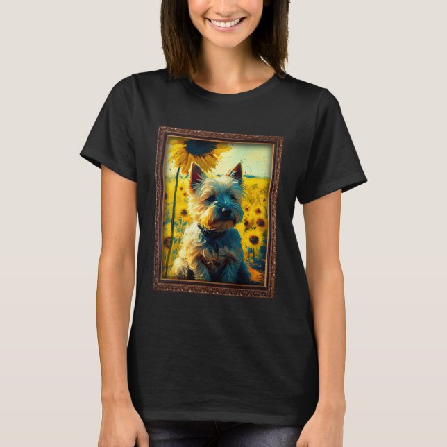 T-shirt Cairn Terrier Painting Sunflower Flower Mom Women  (Devant)