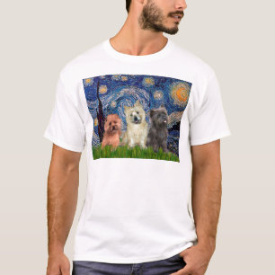 T-shirt Cairn Terriers (trois) - Nuit étoilée