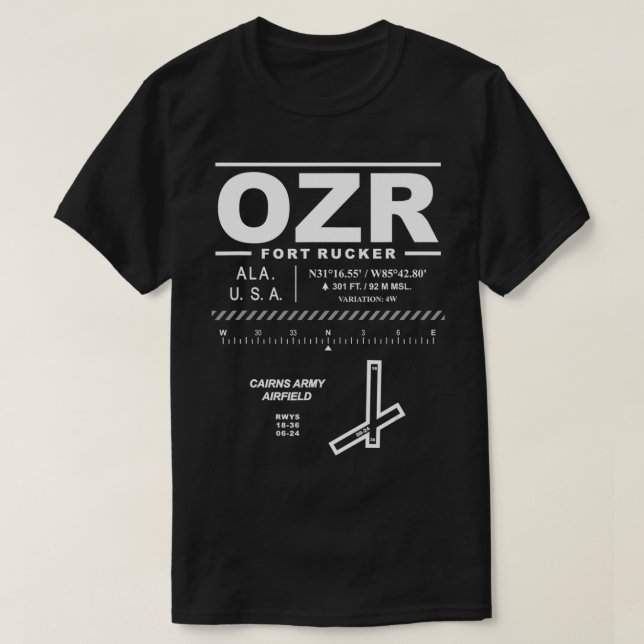 T-shirt Cairns Army Airfield Fort Rucker Ozark Alabama OZR (Design devant)