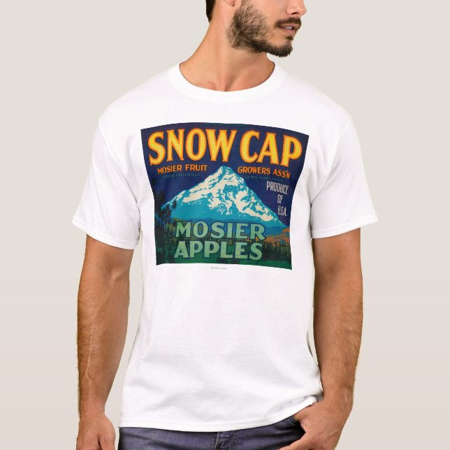 T-shirt Caisse LabelMosier d'Apple de casquette de neige, (Devant)
