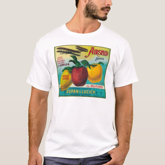 T-shirt Caisse LabelWatsonville, CA d'Apple de dirigeable (Devant)