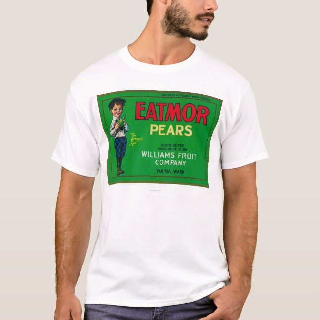 T-shirt Caisse LabelYakima, WA de poire d'Eatmor (Devant)