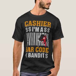 T-shirt Caissier Dans Un Voleur De Code-Barres