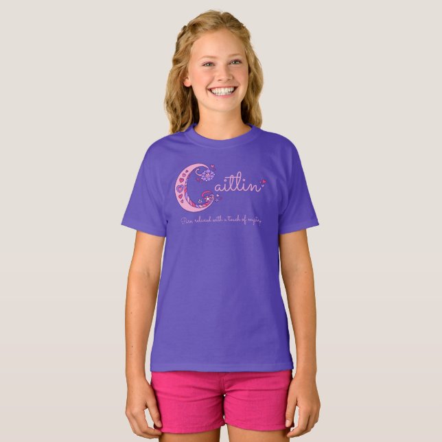 T-shirt Caitlin Girls nom et sens Chemise C monogramme (Devant entier)
