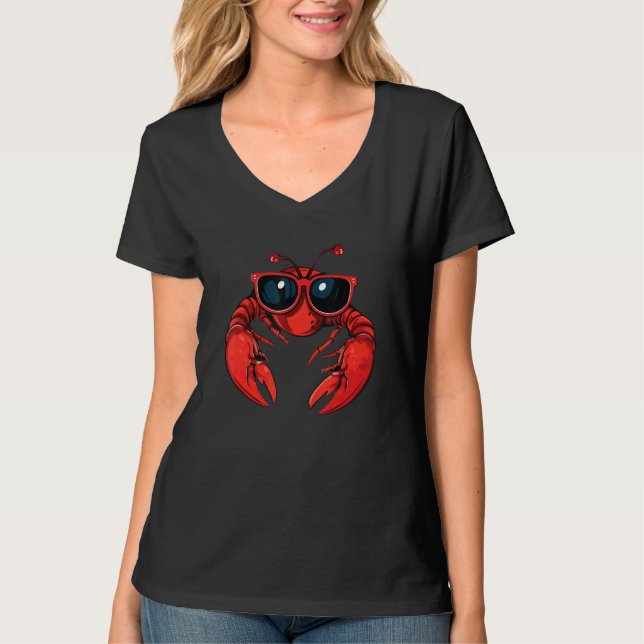 T-shirt Cajun Crawfish Boil Party Crawfish Sunglasses Mard (Devant)