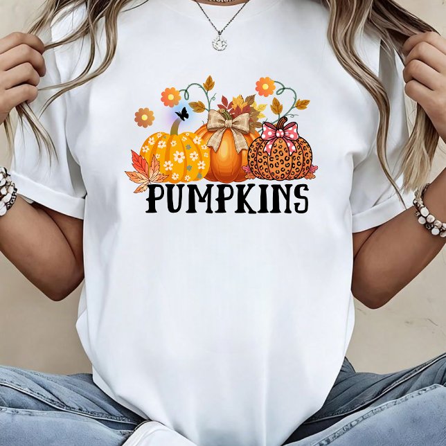 T-shirt Calabaza de leopardo con estampado floral bohemio  (Créateur téléchargé)