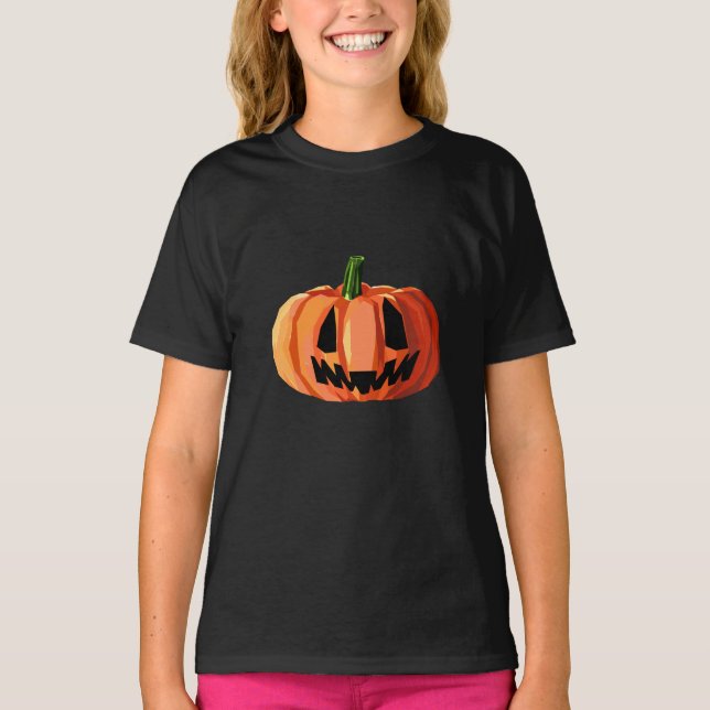 T-shirt Calabaza Jack-o’-Lantern Low Poly | Halloween  (Devant)