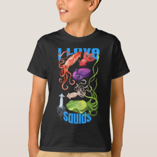 T-shirt Calamars Amour Pieuvre Céphalopode Océan Été Kawai