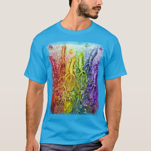 T-Shirt Calamars Arc-en-Ciel Entrelacés (Devant)