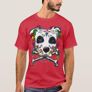 T-shirt Calavera Pitbull Terrier Chien Dia de Muertos Hall