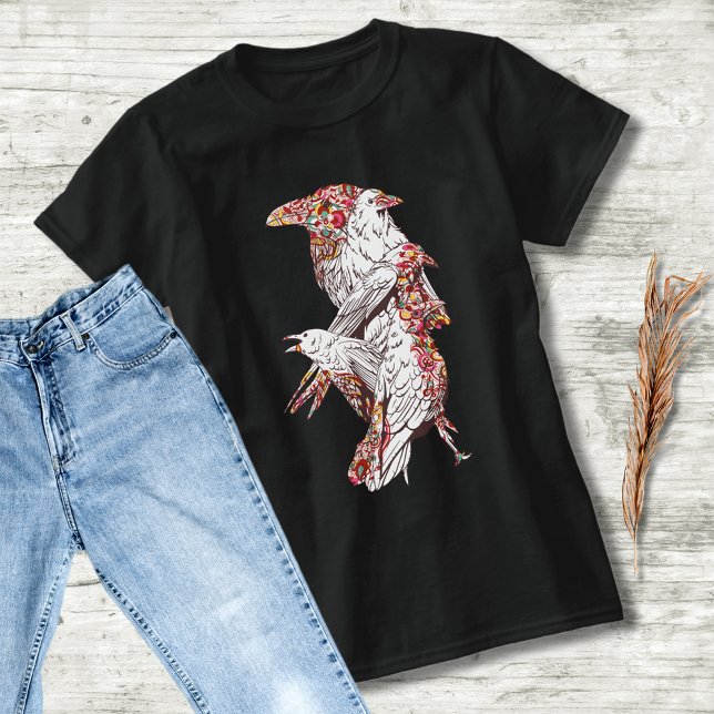 T-shirt Calaveras à cinq corneilles blanches (Créateur téléchargé)