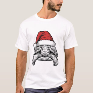 T-shirt Calèche de Noël Tortue Chapeau de Père Noël Dessin