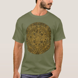 T-shirt Calendrier Aztèque de pierre de soleil vieilli