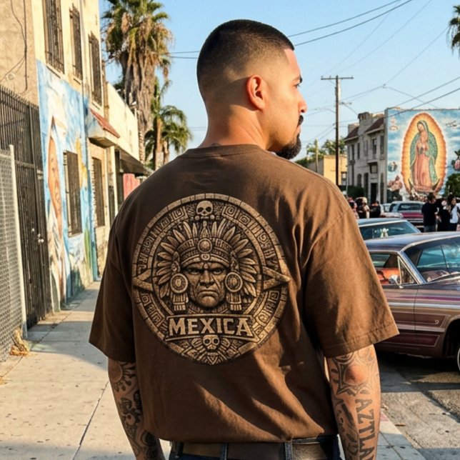 T-shirt Calendrier aztèque - Dos frappé (Aztec Calendar - Back hit T-Shirt)