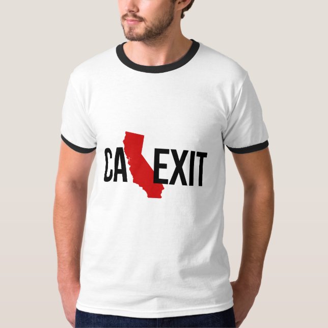 T-shirt Calexit - sortie de la Californie - rouge - - (Devant)