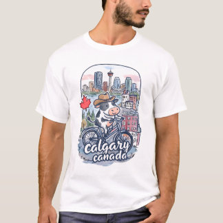 T-shirt Calgary Canada Cyclisme Vache Mignonne Cowboy
